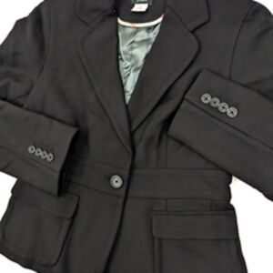 J Crew Wool Single Button Lined Blazer Women 6P (petite)Black Cinch Waist